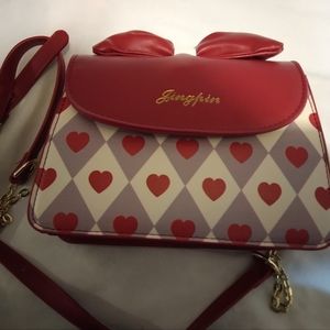 Heart & Letter Graphic Bow Decor Flap Square Bag